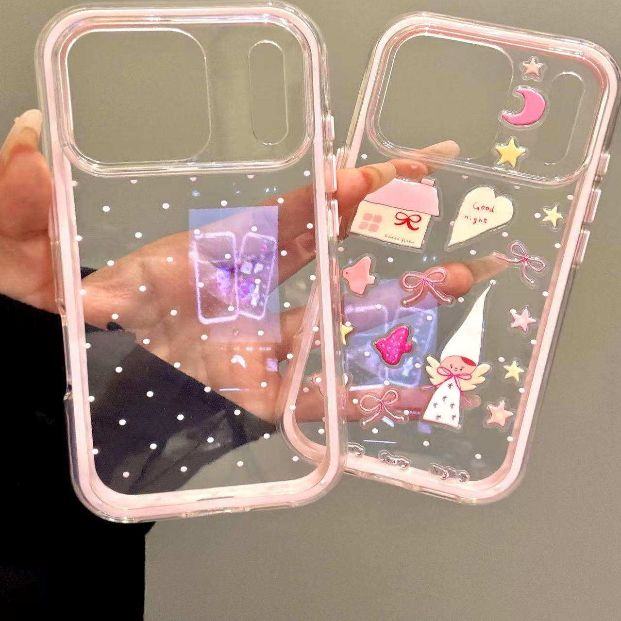 治愈系少女粉小屋天使diy贴纸适用ihone17promax苹果16手机壳新款小众简约设计感防摔保护壳