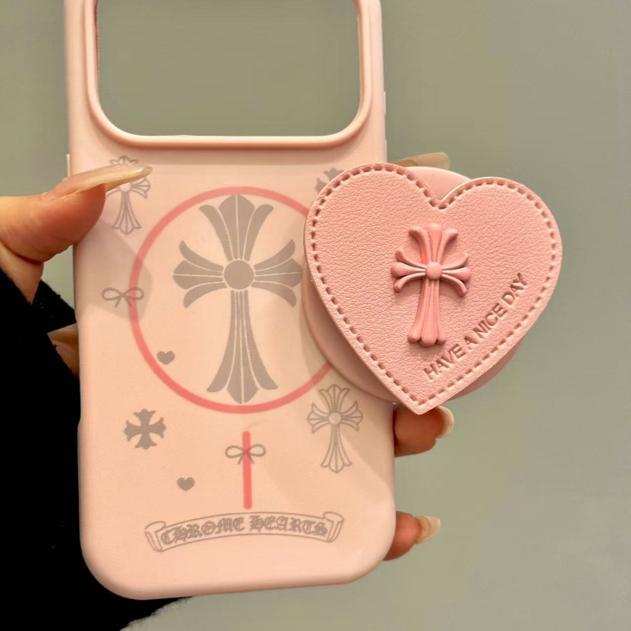 甜系少女粉蝴蝶结十字架磁吸适用ihone17promax苹果16p手机壳新款唯美小清新创意防摔保护壳