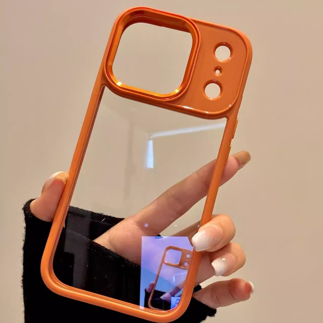 高级感简约ins橙框透底适用iPhone17promax苹果17pro手机壳17专属新款小众设计感防摔保护壳