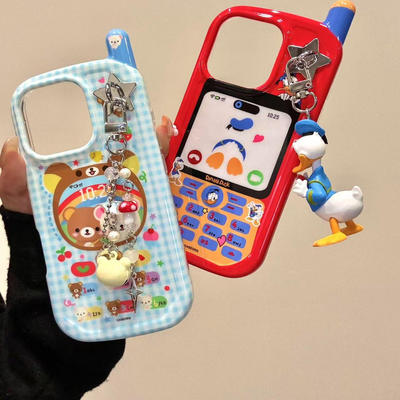 创意大哥大外观唐老鸭轻松熊铃铛适用iphone16promax苹果15手机壳可爱卡通童趣创意新款防摔