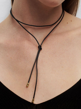 黑绳子项链小众可调节长款女