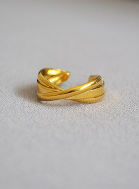 黄铜镀金开口戒指交叉食指缠绕