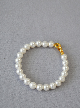 时尚轻奢手链黄铜镀金日韩珍珠女