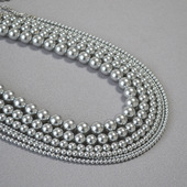 清冷月光高亮银灰色真多麻仿施家水晶珍珠简约叠带项链锁骨链饰品