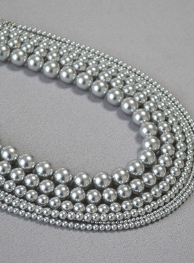 法式珍珠简约锁骨链银灰色项链