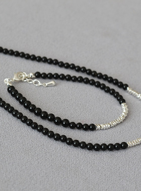 锁骨链项链黑色小众简约玛瑙复古