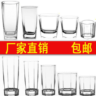 威士忌杯啤酒杯果汁杯直身水杯八角四方一口杯KTV酒吧玻璃五角杯