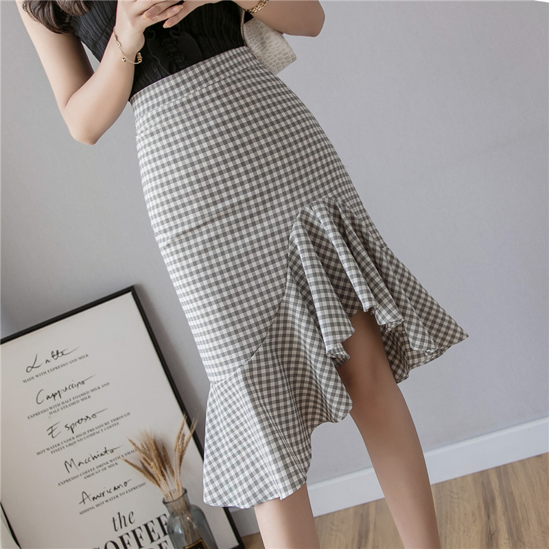 Buy 2019 Stylish Plaid fishtail skirt children irregular middle skirt ...