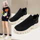 女2026春季 新款 厚底休闲鞋 懒人袜子鞋 子百搭飞织一脚蹬防滑运动鞋