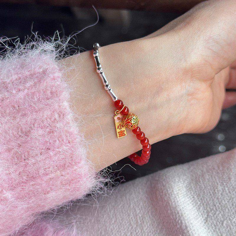 槐序HX【福字系列】925银竹节祥云球玛瑙手链女小主万福国风手链,特色手工艺,其他,淘宝优惠券,粉丝福利购,淘宝优惠卷