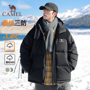 骆驼羽绒丝棉男女款冬季新款连帽棉服保暖加厚面包服情侣棉袄外套