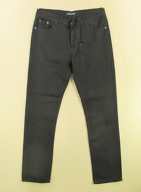 牛仔裤男36码黑色欧版复古中腰修身小脚劳动裤长裤C203/68504-03