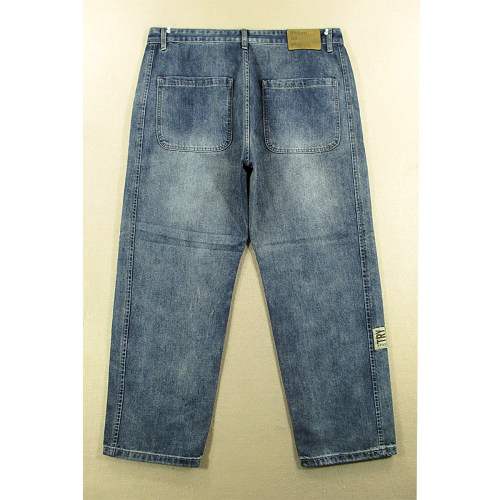 牛仔裤男美式薄款宽松直筒高腰长裤 工地劳动裤E406/68584*01