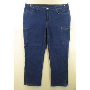 7603 外单加长厚实弹力宽松直筒肥佬裤 Y102 男44码 多兜牛仔裤