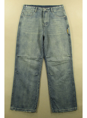 牛仔裤男纯棉阔腿裤宽松喇叭裤复古慵懒风全新品*H209/52501-15