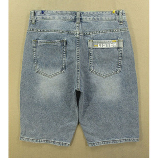 纯棉破洞英文印花裤 特价 包邮 牛仔中裤 5305 男29码 V101 五分裤