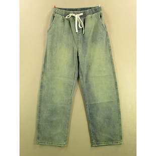 男30码 98502 老爹裤 子C209 松紧腰宽松直筒高腰KHCO长裤 牛仔裤