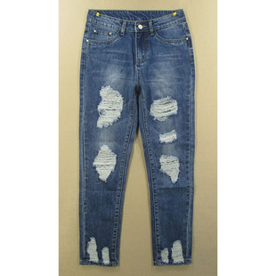 小脚裤 子乞丐 98054 女26码 Y201 纯棉破洞修身 包邮 牛仔裤 特价