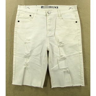 牛仔中裤 五分裤 包邮 8902 破洞KHCO特价 Z201 弹力修身 男32码