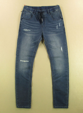 针织牛仔裤男32码弹力修身小脚裤加长外单品松紧腰B209/98506-06