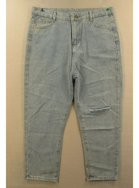 牛仔裤女31码 大码老爹裤男友裤破洞高腰*特价包邮P307/68055-01