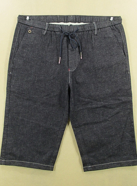 牛仔中裤五分裤男薄款弹力修身松紧腰夏款全新品*K109/52532-17