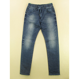 男32码 68507 弹力修身 松紧腰加长外单C207 小脚裤 针织牛仔裤