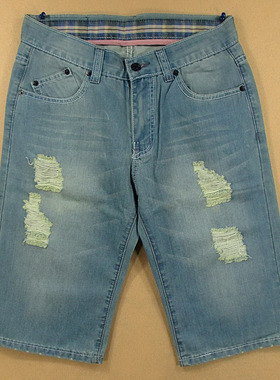 牛仔中裤七分裤男 薄款做旧破洞修身款*全场包邮R402/5081**13