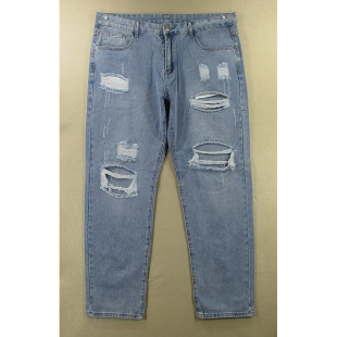 牛仔裤 男38码 包邮 0905 KHCO K102 外单肥佬裤 破洞直筒大码