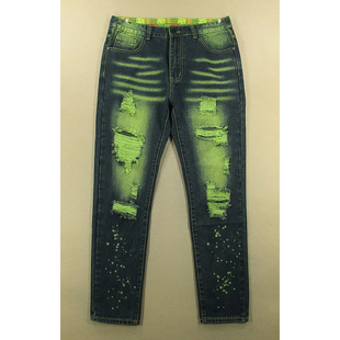 锥形乞丐彩色长裤 小脚裤 子全新品 H104 牛仔裤 2505 男破洞修身