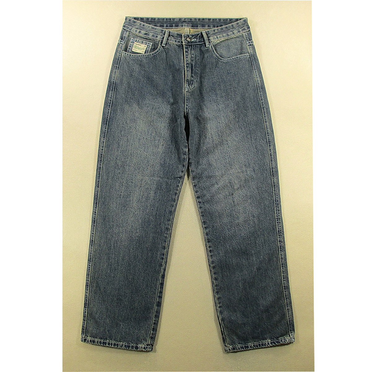 薄款牛仔裤男美式慵懒风复古透气宽松直筒阔腿裤J402/2582*11