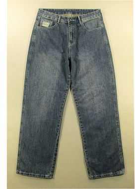 薄款牛仔裤男美式慵懒风复古透气宽松直筒阔腿裤J402/2582*11