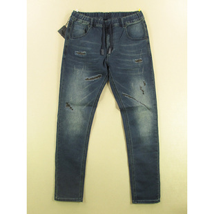 男32码 68505 针织弹力修身 松紧腰加长外单C204 小脚裤 牛仔裤