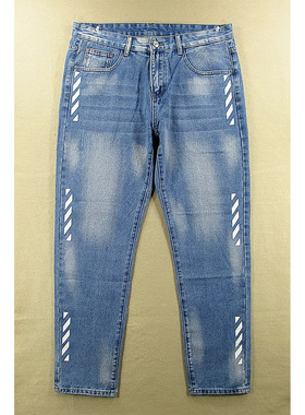 19*68687/Y202*牛仔裤男欧版涂鸦厚实高腰宽松直筒锥形裤KHCO包邮