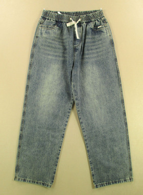 牛仔裤男34码厚实老爹裤加肥宽松紧腰慵懒风长裤子B209/98506-11