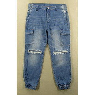 束脚工装 裤 9212 男32码 O102 破洞缩口裤 包邮 多兜牛仔裤 子KHCO