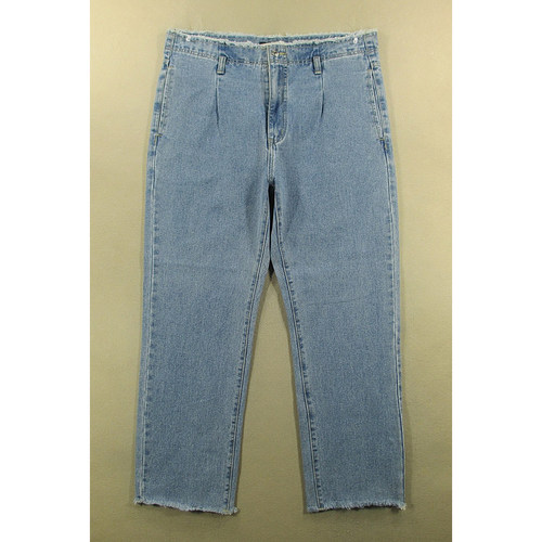 牛仔裤女直筒高腰加大码微胖界JM外单长裤子全新品Y103/2552-15