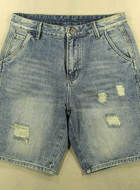 牛仔中裤五分裤男破洞短裤复古怀旧夏款全新品*N209/59531-20
