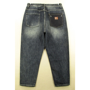 0581 牛仔裤 V114 加厚松紧腰慵懒风宽松老爹束脚哈伦裤 男美式