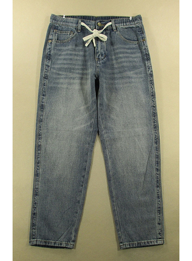 牛仔裤男老爹裤宽松高腰系绳松紧腰长裤子全新品*H208/59513-15