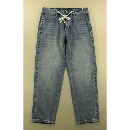 牛仔裤男老爹裤宽松高腰系绳松紧腰长裤子全新品*H208/59513-15