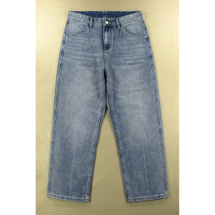 68986 牛仔裤 V206 慵懒风高腰秋冬厚实宽大直筒滑板裤 男美式