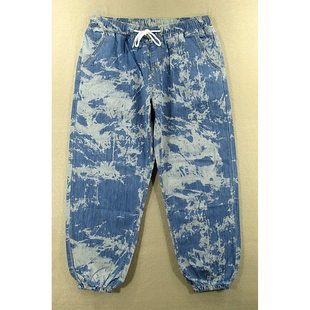 牛仔裤 O204 男美式 薄款 松紧腰潮街头宽松束脚哈伦老爹裤 8983