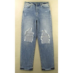 男32码 7202 弹力宽松直筒超加长破洞外单高佬裤 Q104 包邮 牛仔裤