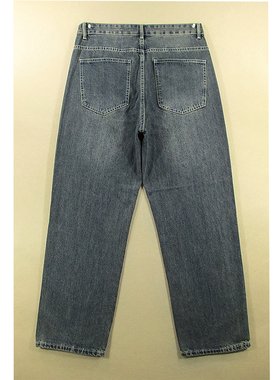 薄款牛仔裤男美式慵懒风复古透气宽松直筒阔腿裤I306/2582*02