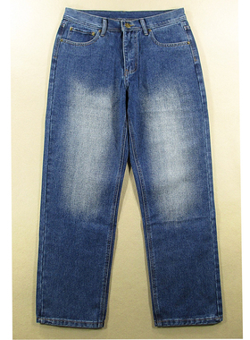 牛仔裤男美式慵懒风嘻哈街舞滑板裤纯棉789宽松直筒加厚加长H5000