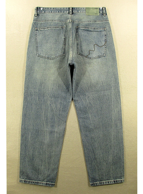 牛仔裤男美式复古嘻哈滑板慵懒风宽大直筒阔腿裤B403/68284*01