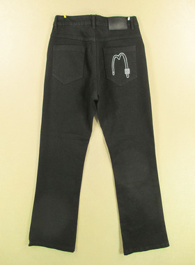 牛仔裤男31码微喇叭裤黑色弹力高腰复古KHCO长裤子B209/98506-20