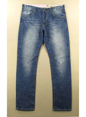 牛仔裤男33/35码纯棉修身直筒加长裤子洗水KHCO包邮K103/68207-12