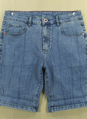 牛仔中裤五分裤男弹力修身短裤条纹夏款全新品*K109/52532-19